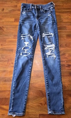 American Eagle Next Level Stretch Hi Rise Jeggings Womens 2 Destroyed (27x28)