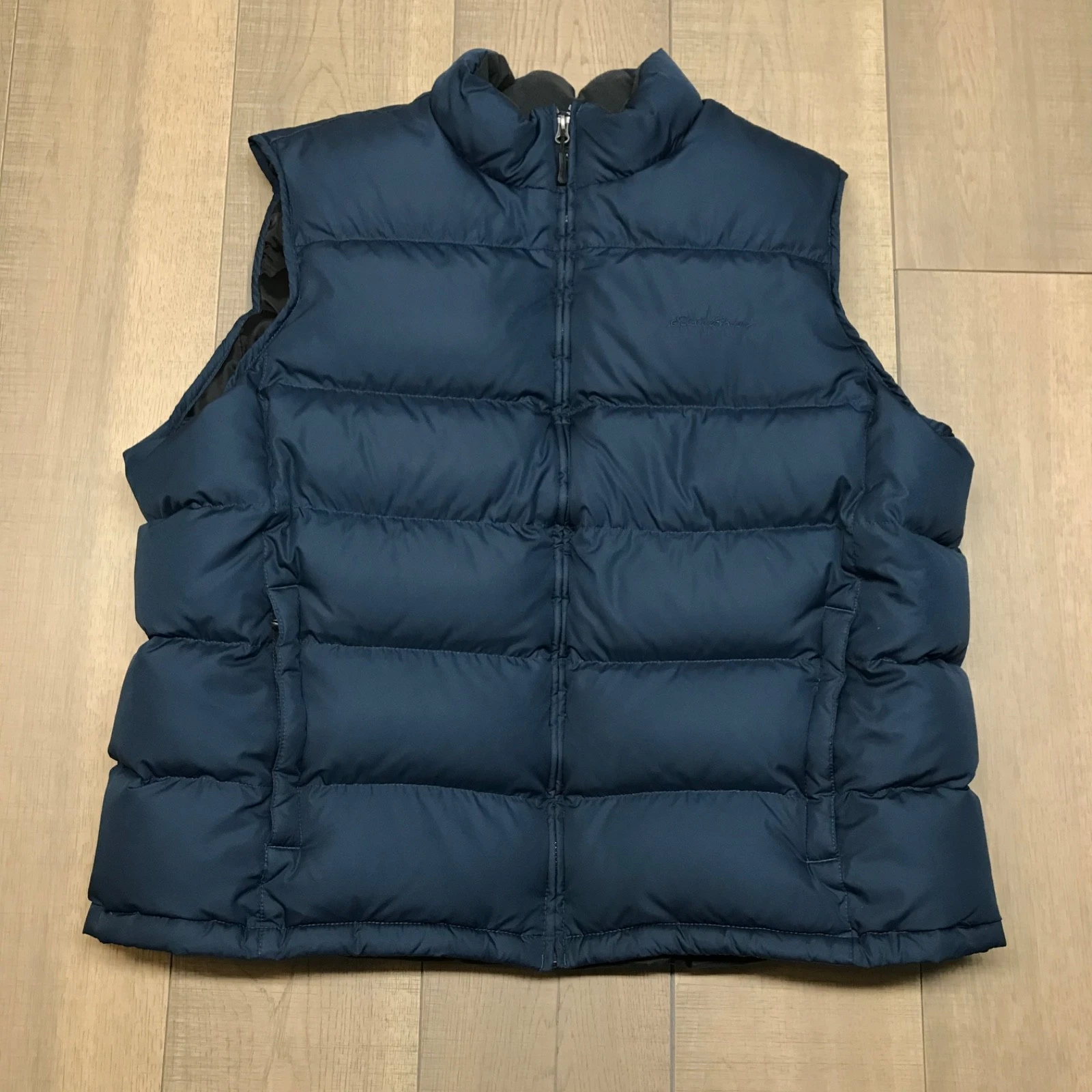 Eddie Bauer Vest Mens Size 2XL Blue Puffer Goose Down Zip Gorpcore Outdoor