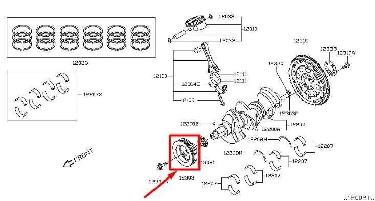 Balanceador armónico polea cigüeñal motor 14-17 Infiniti QX50 3,7 L 12303-JK20A Foto 2 de 4