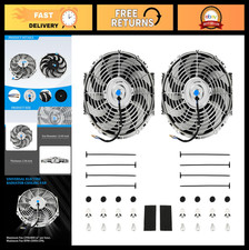 12 Chrome Slim Electric Radiator Fan Kit - 12v 80w High Performance Cooling Se