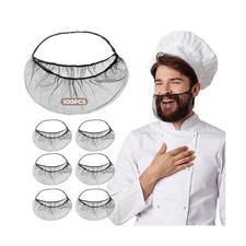 100Pcs Disposable Beard Nets for Food Service, Breathable Nylon, 18" Protecti...