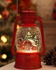 Musical Christmas Snow Globe Lantern Lighted Village w/ Timer USB/Battery