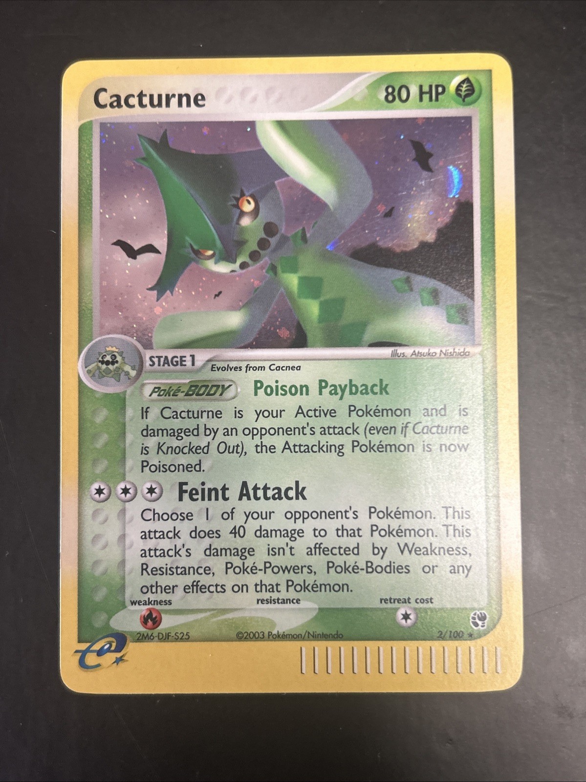Pokemon CACTURNE Card EX SANDSTORM Set #2/100  Holo Foil