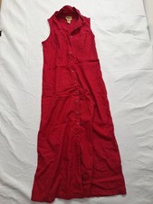 United Apparel Petite Red Sleeveless Button-Down Maxi Dress