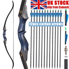 60" Takedown Recurve Bow RH Wooden Riser 25-50lbs Archery Hunting Bow Arrows
