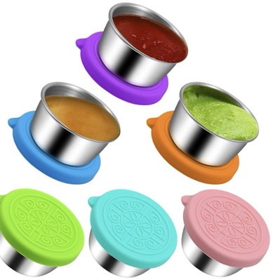 6x Gewürzbehälter mit Deckel Salat Dressing Behälter Soßenbecher für Mittagessen