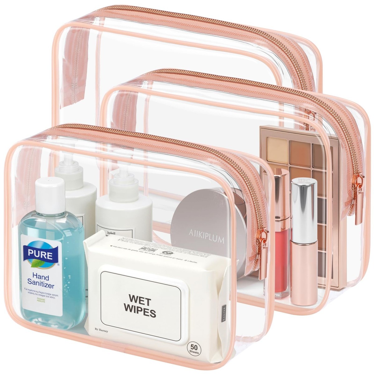 clear travel toiletry bag Makeup Bag, TSA & Stadium- Approved, Preto Black Away Case, Hudson+Bleecker or luggage 2pcs Clear Travel Toiletry Bag