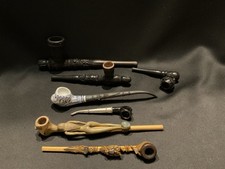 Pipes de collection sculptées en bois - lot de pipes sculptées
