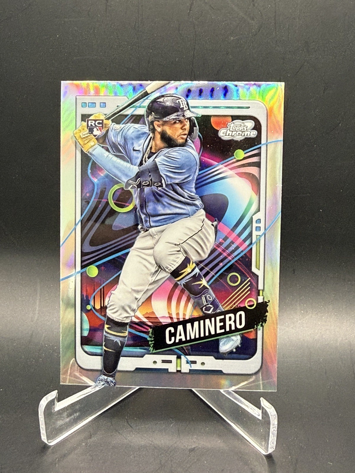 ~ Junior Caminero Refractor 2024 Topps Cosmic Chrome Baseball #1 RC Rays