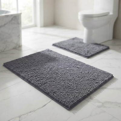 Super saugfähige Chenille Badematte Set - weicher Plüsch Anti-Rutsch Komfort - Geschenkidee