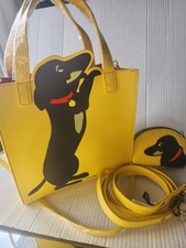 *New* Marc Tetro Dachshund Bag Purse Tote Shoulder Bag W/ Leash &coin Purse