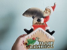 Vintage Embossed Santa Claus Die Cut 1950  s W. Germany, Cardboard, Christmas, Ho