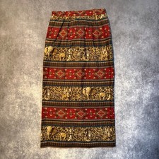 Vintage Sharon Young Sportswear Safari Animal Print Maxi Skirt Rayon Linen Sz 12