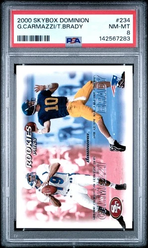 2000 SKYBOX DOMINION #234 GIOVANNI CARMAZZI/TOM BRADY ROOKIE RC PSA 8