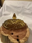 Vintage Anchor Hocking Amber Glass Oval Covered Butter Dish 7x4