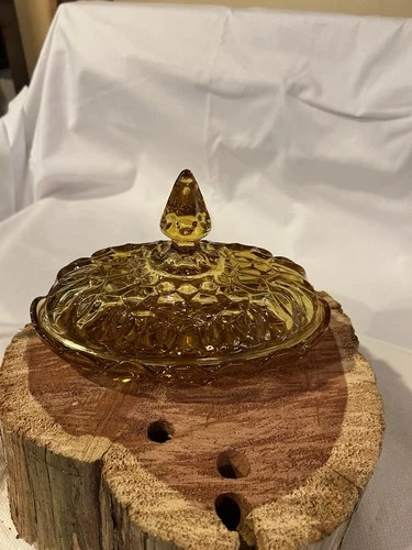 Vintage Anchor Hocking Amber Glass Oval Covered Butter Dish 7x4