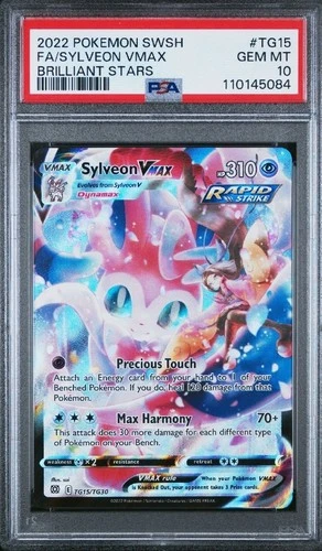 PSA 10 GEM 2022 POKEMON SWORD & SHIELD FA/SYLVEON VMAX TG15 BRILLIANT STARS🔥
