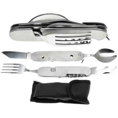 7-IN-1 Multi-Functional Survival Camping Tool Fork Spoon Knife etc Steel NEW