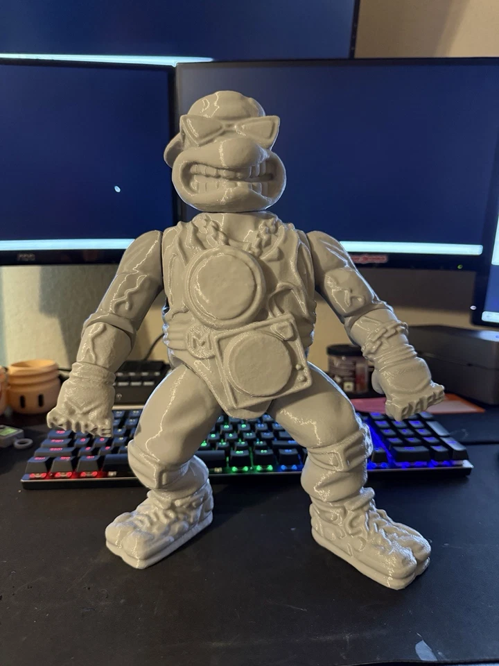 "Rappin Mike GIGANTE sin pintar impreso en 3D TMNT - ~ 13"" - Posable" Foto 2 de 4