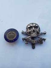 WWI 17th / 21st LANCERS DEATH OR GLORY CAP BADGE & ON WAR SERVICE 1914 BADGE