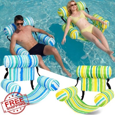 Blueweenly 2 Pack Pool Floats Striped Yellow Blue