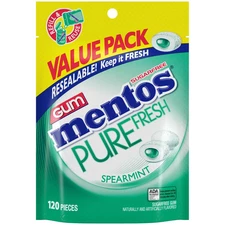 Mentos Pure Fresh Sugar-Free Gum with Xylitol, Spearmint, Nut Free, 120 Regular