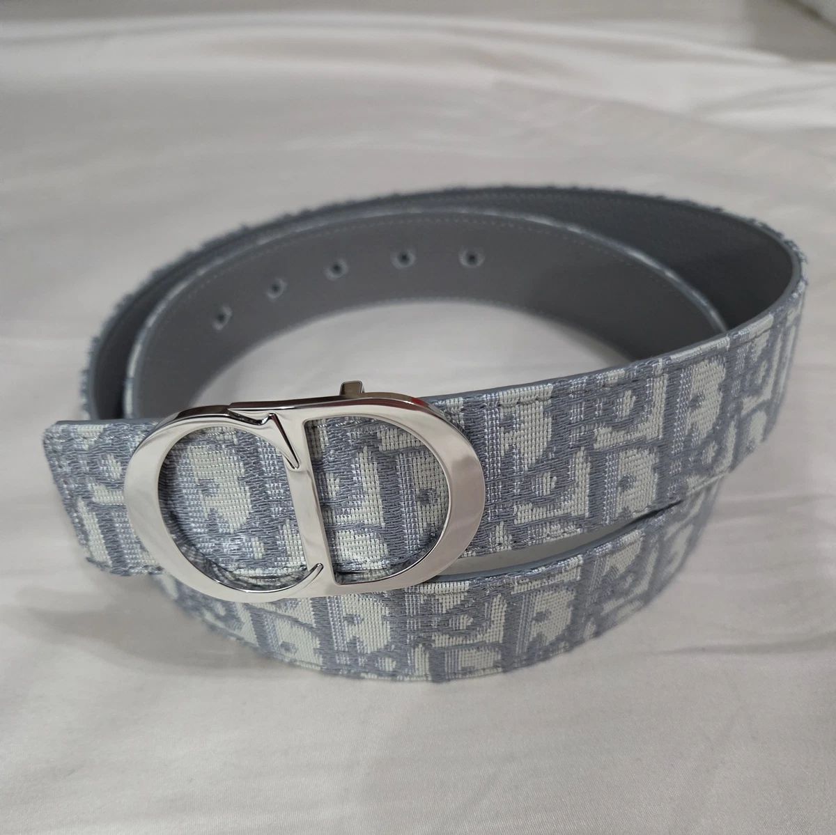 Reversible Dior Gray Monogram Belt Silver Buckle Fits 32-34 - IT