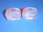 SALT & PEPPER ANTIQUE chickens? GLASS with RED TOPS  1 1/2" tall EXCELLENT — photo 4