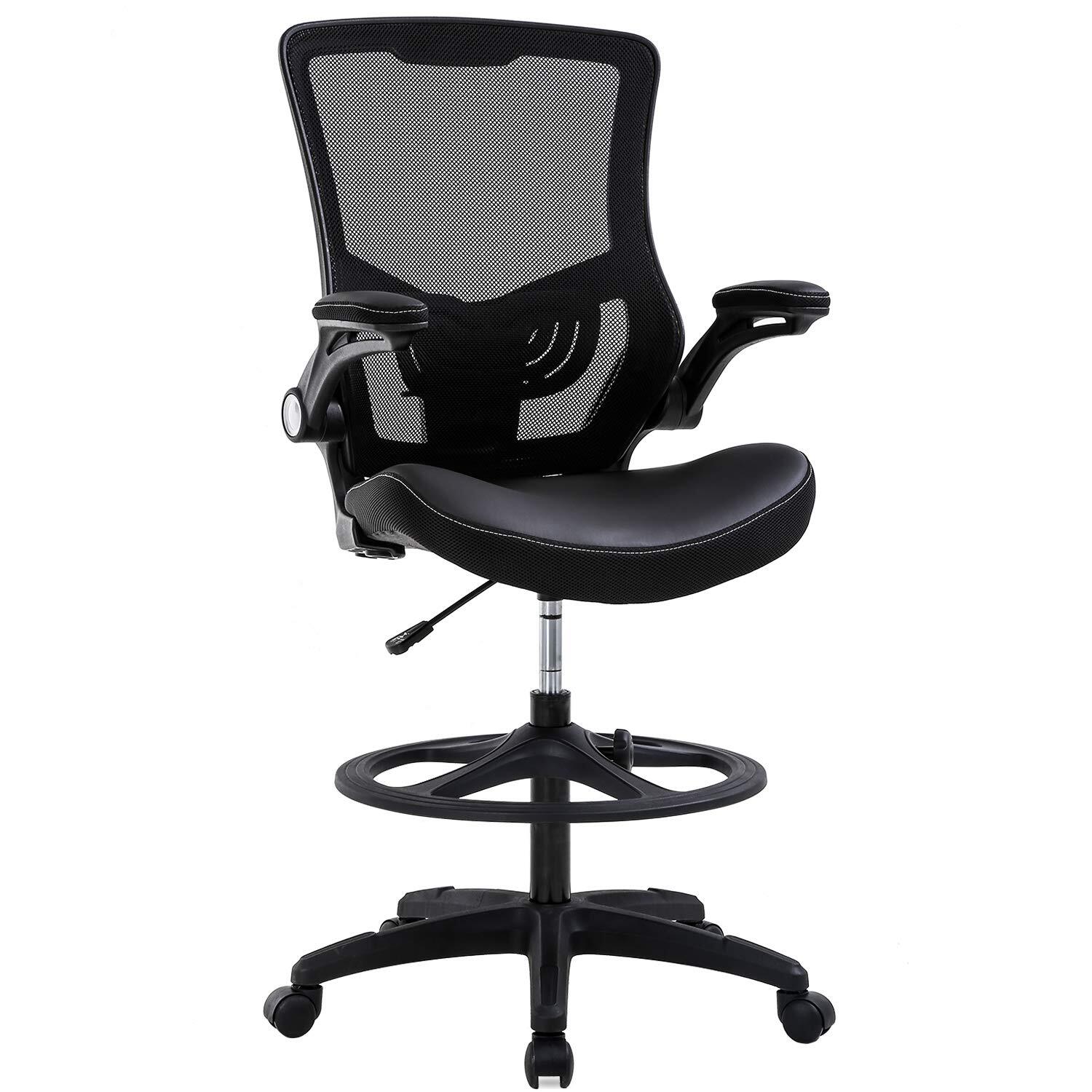 Ergonomic Drafting Chair with Flip-Up Armrests for Standing Desks & Tall Office Stools  