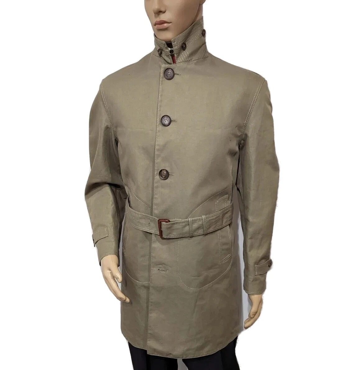 NWOT Burberry Prorsum Mens Cotton Linen Slim Fit Mac Trench Coat