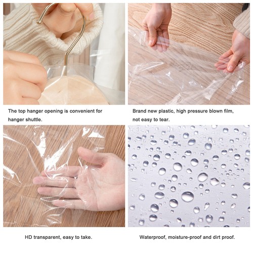 30× Clear Suit Cover Dust-proof Hanging Garment Storage Bag Dress Clothes Coat - Picture 6 of 12