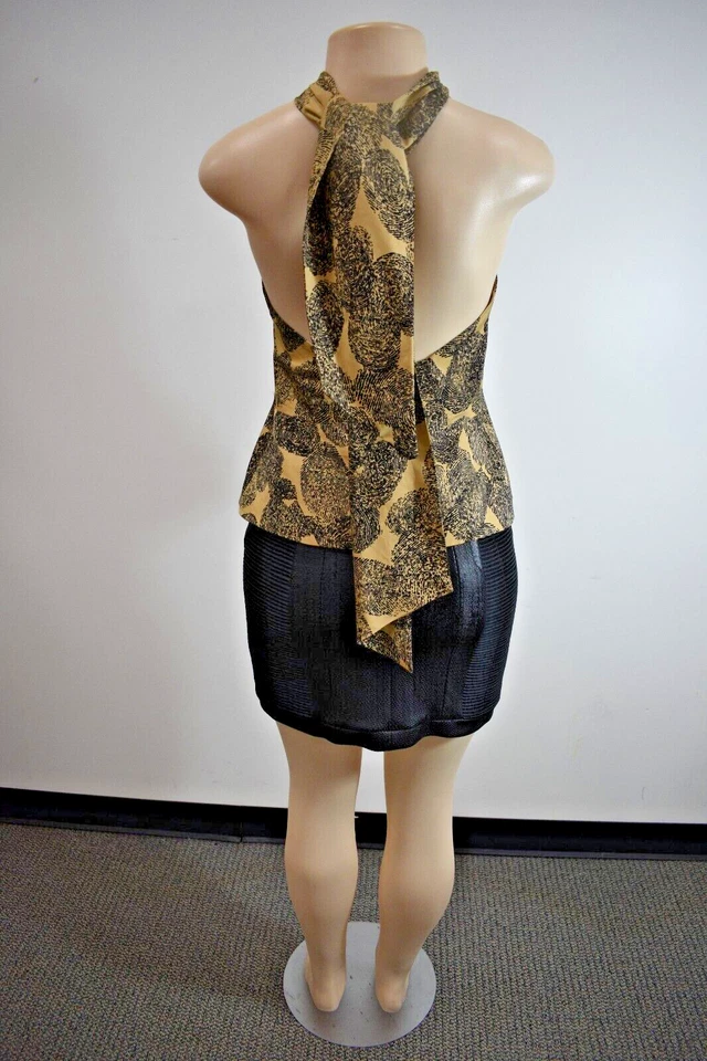 Top Yves Saint Laurent Marrón Mezcla Seda Espalda Abierta Halter Cuello Talla 8 En Oferta sn Foto 3 de 4