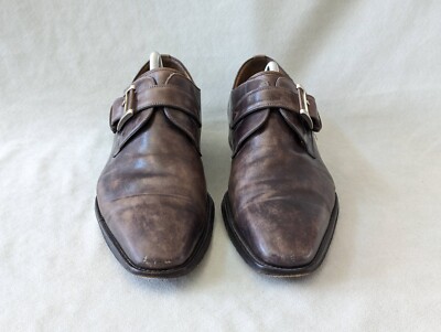 Magnanni Marco Gray Monk Strap Shoes Size 12 Made in Spain Magnanni Marco II Single Monk Strap Mens 12 Leather Dress  main image 4