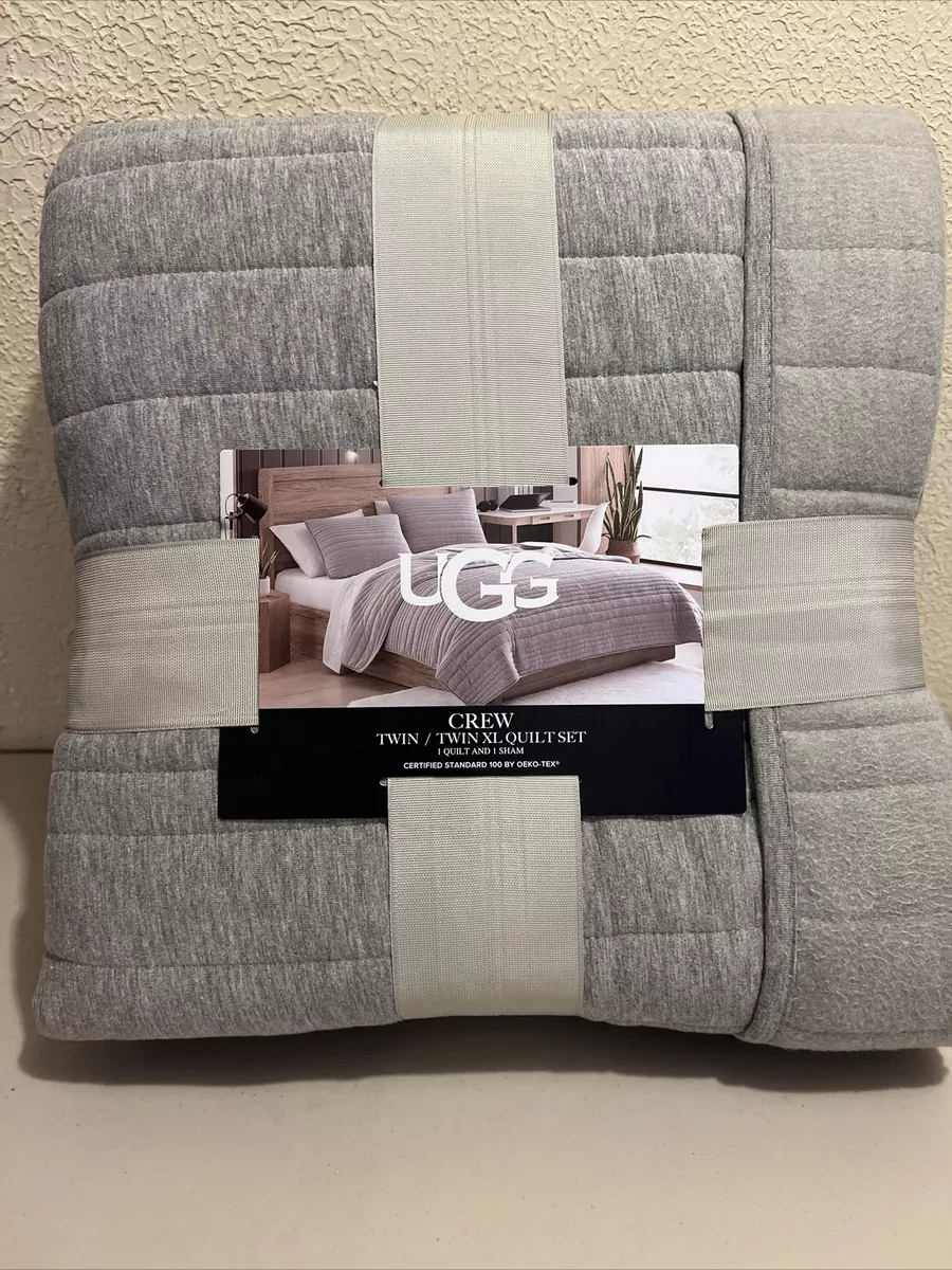 Ugg Crew Twin Twin XL Comforter Set 66X90 1Sham 26X20 Seal Gray Oeko Tex NEW