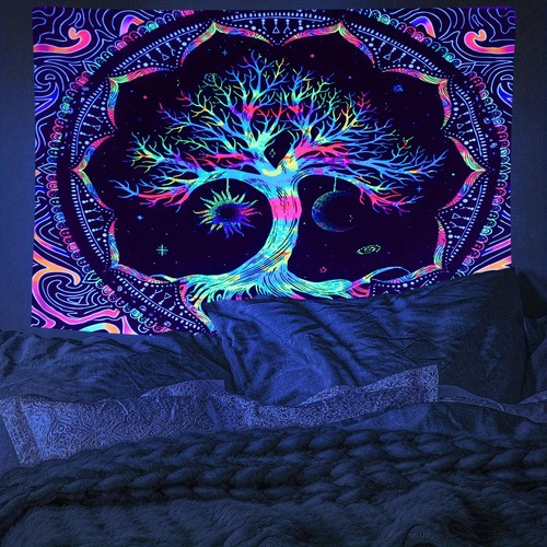 Tree of Life Tapestry BlackLight Sun Moon Stars Galaxy Hippie Psychedelic 1 PC - Picture 15 of 27