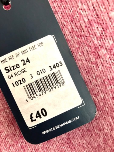 MAINE Size 24 Pink 1/4 Zip Funnel Neck Polyester Fleece Backed Top NEW - Picture 3 of 4