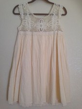 NEW ASOS Dobby Cotton Lace Insert Smock Summer Dress By Darling Size XS, Cream