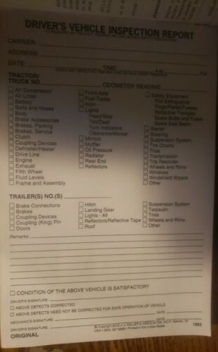 KELLER Driver's Vehicle Inspection Report Pre & Post Trip Triplicate Copy. 5 Pk - Picture 2 of 4