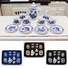 15PC Dollhouse Miniature1:12 Scale Tea Set Kitchen Furniture Ceramic Accessories