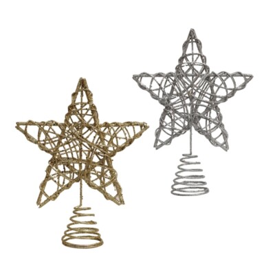 Sparkling Delicate Iron Star Tree Toppers Portable Christmas Tree Adornment