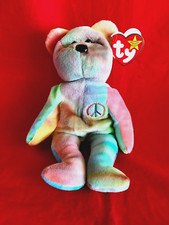 Ty Beanie Baby PEACE Tie Dye Bear Plush from 1996 MWMT 8" with P.E. Pellets