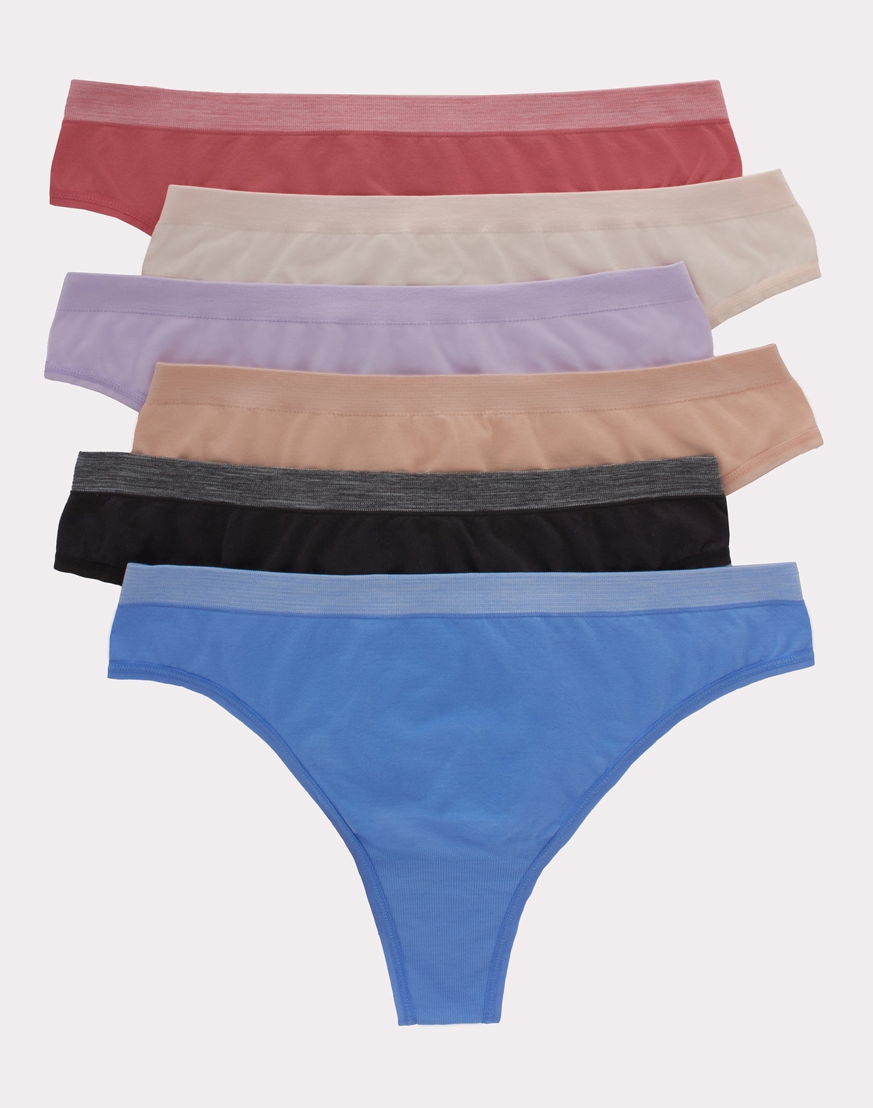 Hanes Thong Underwear 6-Pack Women's Comfort Flex Fit Seamless Assorted Colors