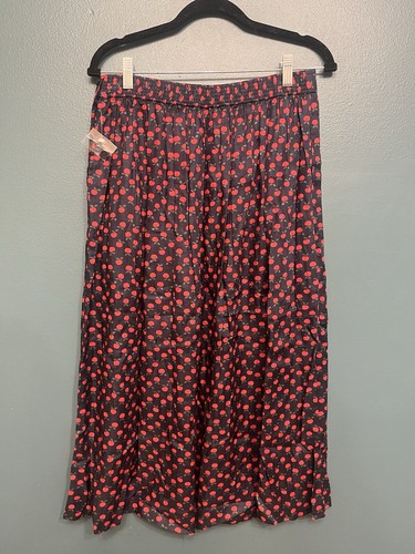 Vintage Bechamel Petites Apple Print Navy Midi Skirt Cottage Core Size 14P - Picture 4 of 4