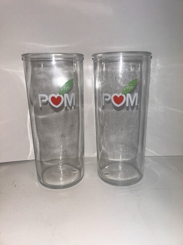 POM Teegläser klar mit rotem Herz und grünem Blatt 16 oz Glas Vintage