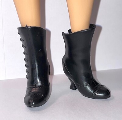 Barbie Susan B Anthony or Ida Wells Curvy Doll Shoes Black Victorian Ankle Boots
