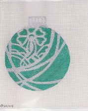 Vintage Glass Ornament Christmas Needlepoint Canvas Hand Painted 18 mesh signed