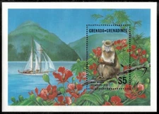 Grenadines 1986 - Monkeys - Souvenir Stamp Sheet - Scott #785 - MNH
