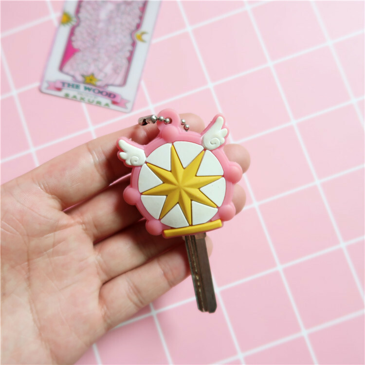 New Anime Card Captor Sakura Key Top Caps Covers Keychain Keyring Cosplay  Gifts