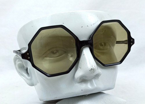 ONE-PIECE VINTAGE SUNGLASSES ITALY OCTAGON EYE PARTY FRAME 70s DISCO EYEWEARS - Picture 2 of 14