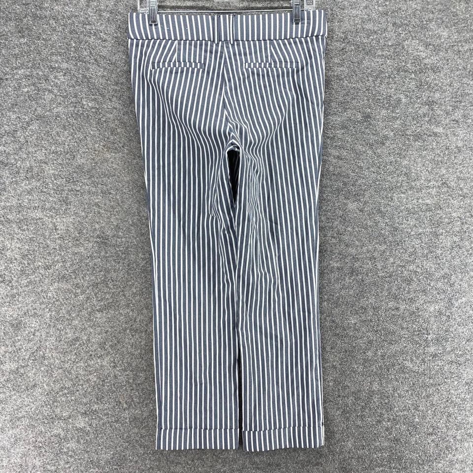 Rafaella Pants Women 10 Gray Striped Mid Rise Flat Front Chino Pull On Straight - Image 2 of 4